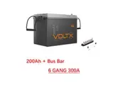 VoltX 12V 200Ah Lithium Battery + Bus Bar M8 Power Distribution Terminal Block (6 GANG 300A Black)