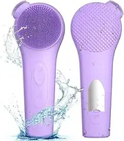 ADINC Silicone Face Scrubber, Waterproof Rechargeable Facial Cleansing Brush, 5 Cleansing Modes with Nose Brush for Women & Men Electric Face Wash Brush for Deep Cleaning Exfoliating, Massaging Purple