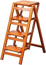 4 Step Library Ladder Stool Climbing Ladder Display Stand Flower Stand Portable Utility Seat, Great for Library, Home 150KG Load Bearing(Color-2)