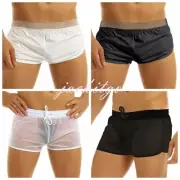 Sexy Men's Mesh See Through Boxer Briefs Bikini Sport Swim Trunks Shorts Pants