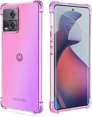 [YUXING] Case for Motorola Moto Edge 30 Fusion Colour Gradient Protective Shell, Ultra Thin Soft TPU Protective Case, Scratch-Resistant and Anti-Yellow [Shockproof Buffer] (Pink/Purple)