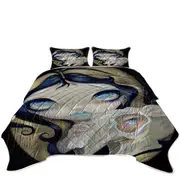 Dark Gothic Art Girl Alice White Rabbit Resurrected Coverlet
