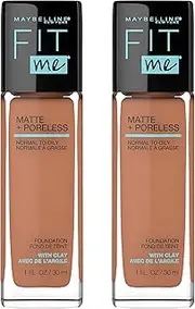 Maybelline Fit Me Matte + Poreless Liquid Foundation Makeup, Spicy Brown, 2 COUNT Oil-Free Foundation