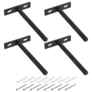 4Pcs 5 Inch Wall Mounting Floating Shelf Bracket Blind Shelf Support, Black