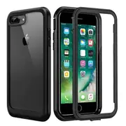Apple iPhone 7 Plus Military Grade Shockproof Clear Heavy Duty Case Bumper Drop Protection Tough Cover (Black)