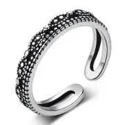 3PCS Copper Jewelry Woman Ring Retro Black Opening Adjustable Ring