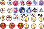 12- Eeyore Mickey Mouse Tigger Tweety Cup Cake Toppers Scrapbook Bottle Cap CTC