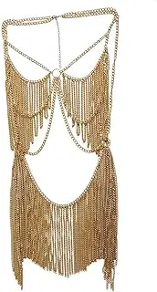 [Yixin] Boho Jewelry Women Metal Body Chain Set Indian Belly Chain Bikini Halloween Costume Party