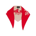 [Simone Rocha] Simone Rocha Pearl-embellished Logo Scarf ONE SIZE RED/NEUTRALS