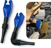 2 PCS Car Refueling Funnel, 8.07" x 1.77" Flexible Plastic Hands-free Fuel Filling Tool, Retractable Portable Spill-proof Extension Hose, Universal for Cars Motorcycles Oil Drain Tool (Blue)