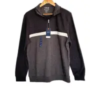 Izod Men’s Sweatshirt Medium Grey 1/4 Zipper Collared Long Sleeve NWT