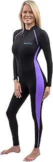 [EcoStinger] Women Full Body Swimsuit Stinger Suit UV Protection UPF50+ Black Lavender
