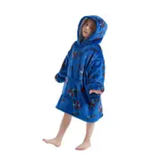 Cartoon one-piece flannel pajamas with hood, warm robe, warm lazy blanket, parent- outfit - Blue Spider