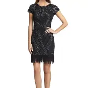 Aidan Mattox NWT Beaded Fringe Trim Cocktail Dress in Navy Size 10