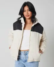 [Ava And Ever] Ava And Ever Women's Munich Puffer Jacket in Alabaster/Black Size 6 6 Alabaster/Black