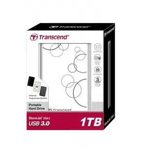 TRANSCEND 創見 StoreJet 25A3 2.5吋 1TB 2TB 懸吊防震 黑 白 可攜式外接硬碟 硬碟