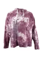 Calvin Klein Performance Women's Plus Tie-Dyed Active Hoodie (2X, Garnet Combo)