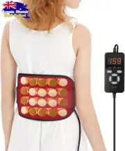 Heating Pad Belt Infrared Jade Tourmaline Stones Back Pain Relief Auto Off