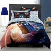 BBC's Doctor Who QUEEN Size Complete 7 Piece Dr. Who TARDIS Bed Set Comforter