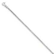 1.7mm, Sterling Silver Diamond Cut Solid Rope Chain Anklet
