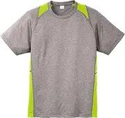 [SPORT-TEK] Heather Colorblock Contender Tee. ST361 Vintage Heather/Lime Shock