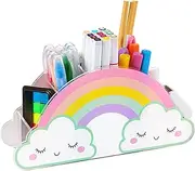MeCids Pencil Holder for Desk, Acrylic Pen Holder Rainbow Supply Caddy for Home Office Desktop Storage Stationery Supplies Organizer