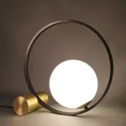 Ring Round Ball Glass Shade Table Lamp LED Bedside Hotel Decorative Desk Light