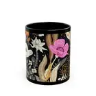 Black Mug Coffee Cup Floral Design (11oz, 15oz)