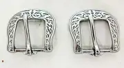 Pair Jeremiah Watt Heel Floral Buckles Stainless Steel Horse Tack Traditional Nw