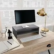 Monitor Stand Grey, 42x24x13cm Engineered Wood Riser - Table Entertainment Center Storage Shelf for Living Room, Bedroom, Desk - Modern TV Stand