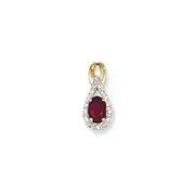 14K Yellow Gold Real Diamond u0026 Ruby Pendant