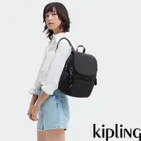 在飛比找momo購物網優惠-【KIPLING官方旗艦館】曜岩黑品牌經典圓標拉鍊掀蓋後背包