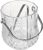 MOTHNUR Transparent Glass Ice Bucket with Tongs Multi Functional Storage Barrel for Wine Beer Beverages and Easy to Clean Design for Home and Bar Use