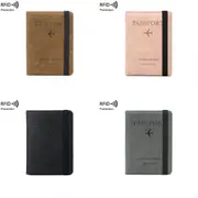 Passport Holder Passport Wallet RFID Blocking PU Leather Card Case Cover with Elastic Band Closure