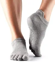 [toesox] Women's Low Rise Full Toe Grip Non-Slip for Ballet, Yoga, Pilates, Barre Toe Socks, womens, S018