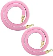 9.8/8.2/6.5/4.9 Feet Velvet Hanging Stanchion Rope, Movie Theaters/Grand Openings Crowd Control Rope Barrier with Hooks, 2 Pack (Color : White, Size : 2.5m/8.2ft) (Pink 2.5m/8.2ft)