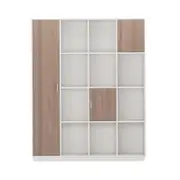 Sharo Large Office Storage Cube Bookcase w/ Doors - Walnut