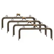 4Pcs Metal Purse Frame,7.9" Retro Rectangle Kiss Lock Clasp Frame,Bronze