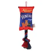 Paws & Claws Funtails Dog Pet 39cm Lollies Snacks Oxford Tugger w/ Rope/Squeaker
