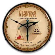 Libra, Zodiac Sign, Lighted Backlit LED Wall Clock Free Shipping