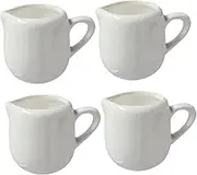 4 Pack 4oz Mini Ceramic Milk Jugs with Handle - Coffee Syrup Pitcher Creamer Container - Durable and Easy to Clean - Ideal for Milk, Coffee, Sauce - Microwave/Dishwasher Safe