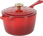 [CROCK-POT] 3 Qt Enamel Cast Iron Sauce Pan W/Lid - Gradient Red