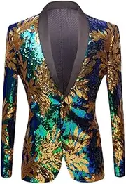 [Haitpant] Men Elegant Blazer Casual Wedding Groomsmen Party Sequin Bar Costume Costume Stage Host Dress Coat