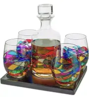 The Wine Savant Decanter Artisanal Hand Painted Glassware