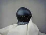 Medieval Knight Steel Blackened Sallet Helmet LARP Reenactment Cosplay Helmet