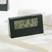 在飛比找樂天市場購物網優惠-鬧鐘 LED靜音智能天氣電子鐘表ins桌面時鐘萬年歷臺式透明