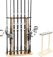 100% Wood Fishing Rod Rack | Garage Storage Solution Holds 14+ Rods & Combos | Space-Saving Floor Stand