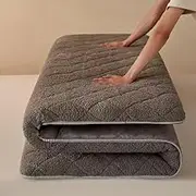 Japanese Futon Floor Mattress, Cloth Cotton Traditional Japanese Futon Bed Solid Color Roll Up Camping Mattress, Single Double Full Size.(Gray,120x200cm)