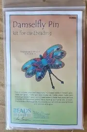 Beads East Card Beading kit by Ann Benson - Damselfly Pin