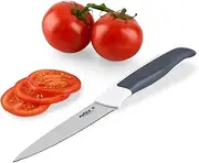 Zyliss Comfort Serrated Paring Knife - Japanese Stainless Steel l Kitchen Knife for Precise Slicing of Fruits & Vegetables | Non-Slip Handle, Blade Guard | 5 Year Guarantee | 10.5cm/4in | Black/White